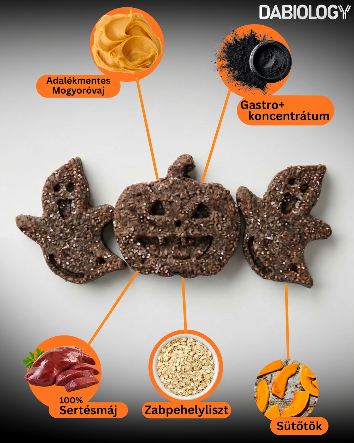Dabiology Boomin snack- 100% természetes sertésmájas jutalomfalat kutyáknak Halloween limitált kiadás-100g